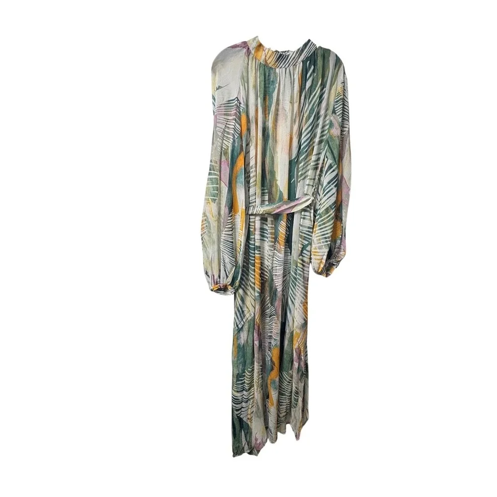 Andrea Iyamah‎ NEW Sade Cover-up Abstract Bark Maxi Sheer Dress S/M 6-10
